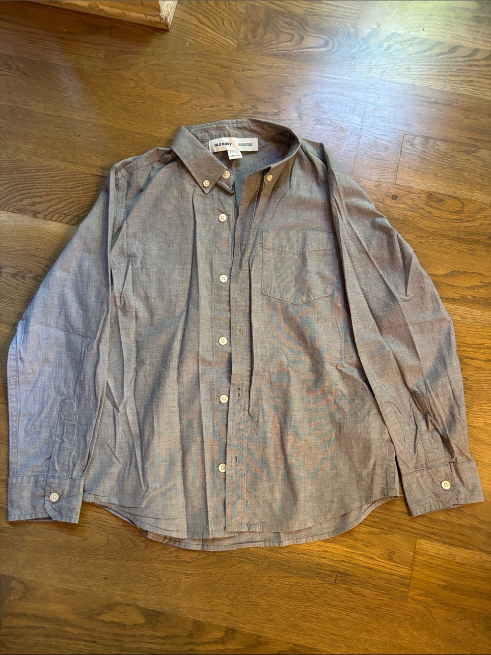 Old Navy Boys Button-Down Shirt in Blue and Gray L(10-12)